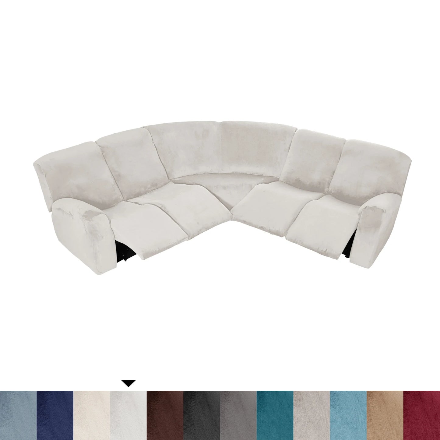 7-Piece L Shape Velvet Stretch Recliner Corner Sofa Covers for Sectional Sofa Set Reclining L Shape Sofa Slipcovers
