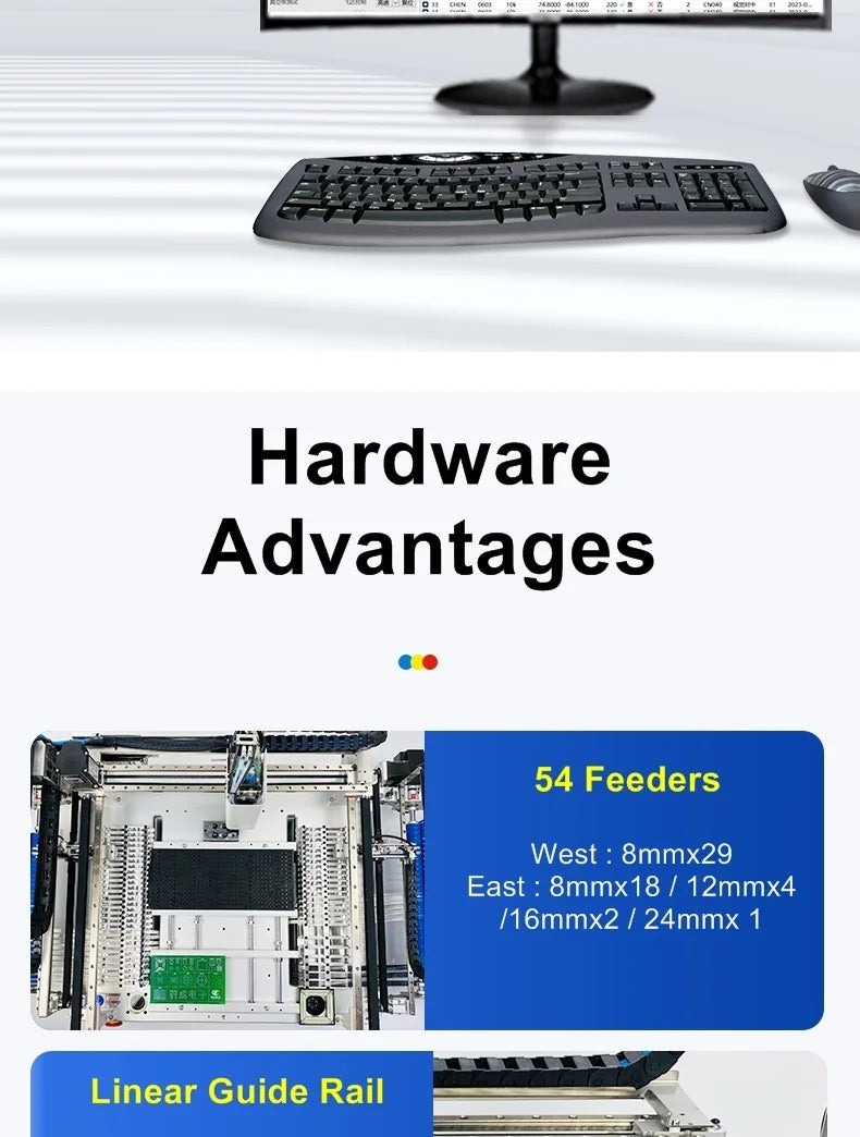 Q2S Dual 6 Heads 54 Bits Full Vision Desktop Automatic SMT Pick and Place Machine Chip Mounter