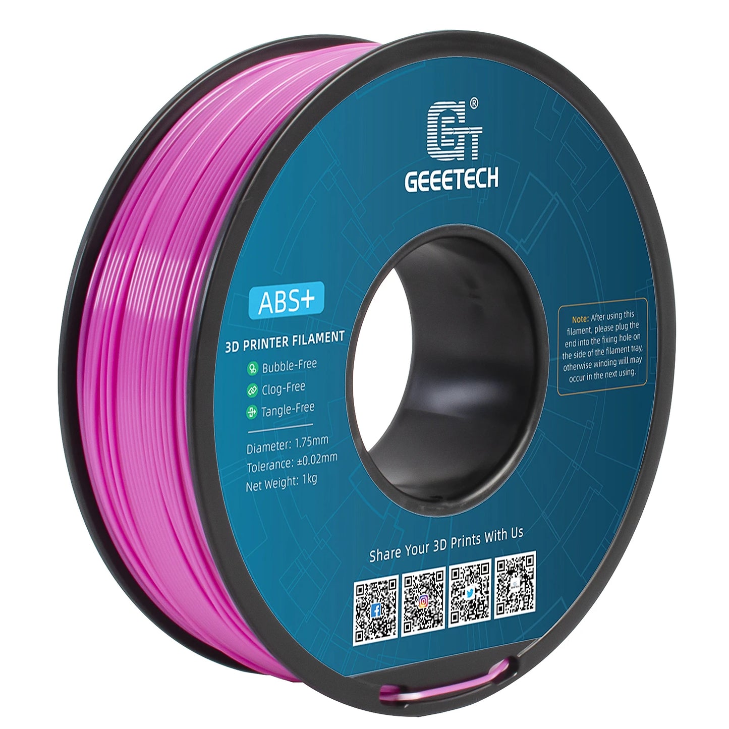 Geeetech  ABS+ 3D Filament 1.75mm 1KG plastic, 3D Printer Material, Tangle-Free, Non-Toxic, Vacuum Packaging