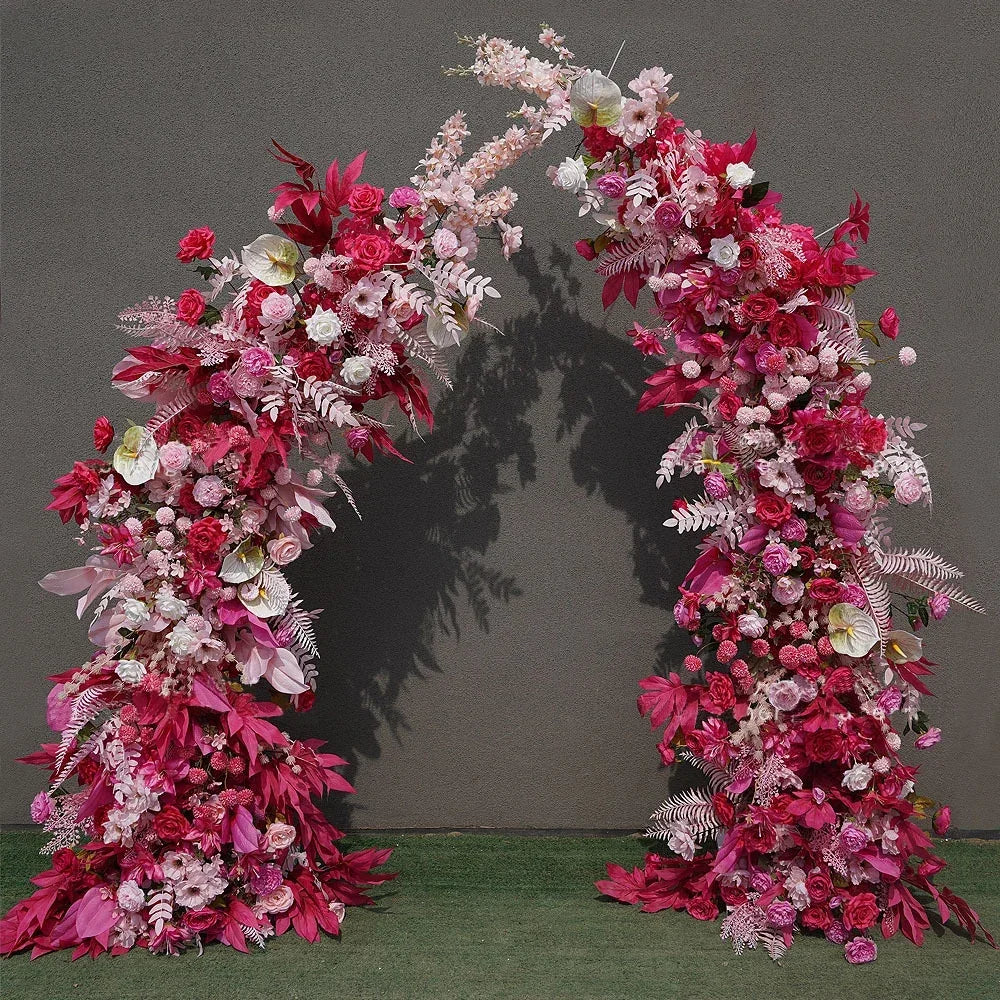 Trumpet Arch Artificial Flower Arrangement, Moon Shape, Wedding Background Props, Party Decoration, Luxury