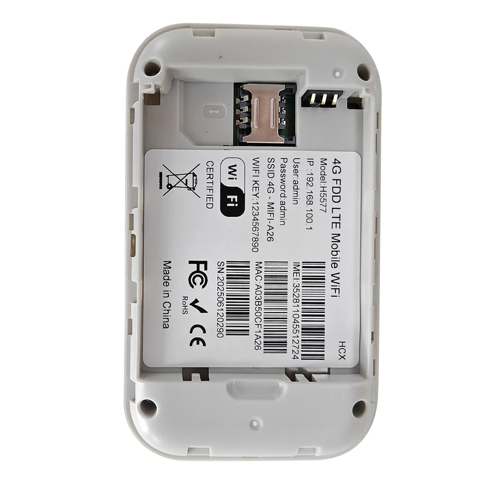 4G Pocket WiFi Router Portable Mobile Hotspot 150Mbps Wireless Modem 2100mAh Broadband with SIM Card Slot Wide Coverage