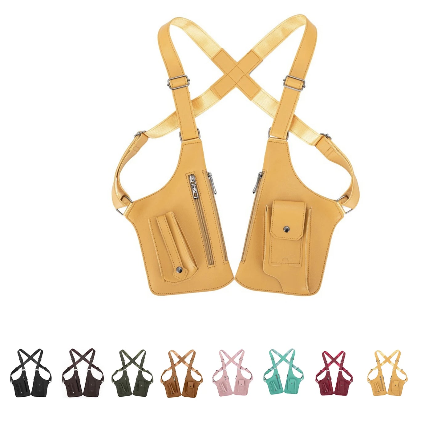 Double Shoulder Armpit Bag, Underarm Shoulder Bag, For Men Holster Bag Pu Leather Underarm Strap Wallet, Waterproof