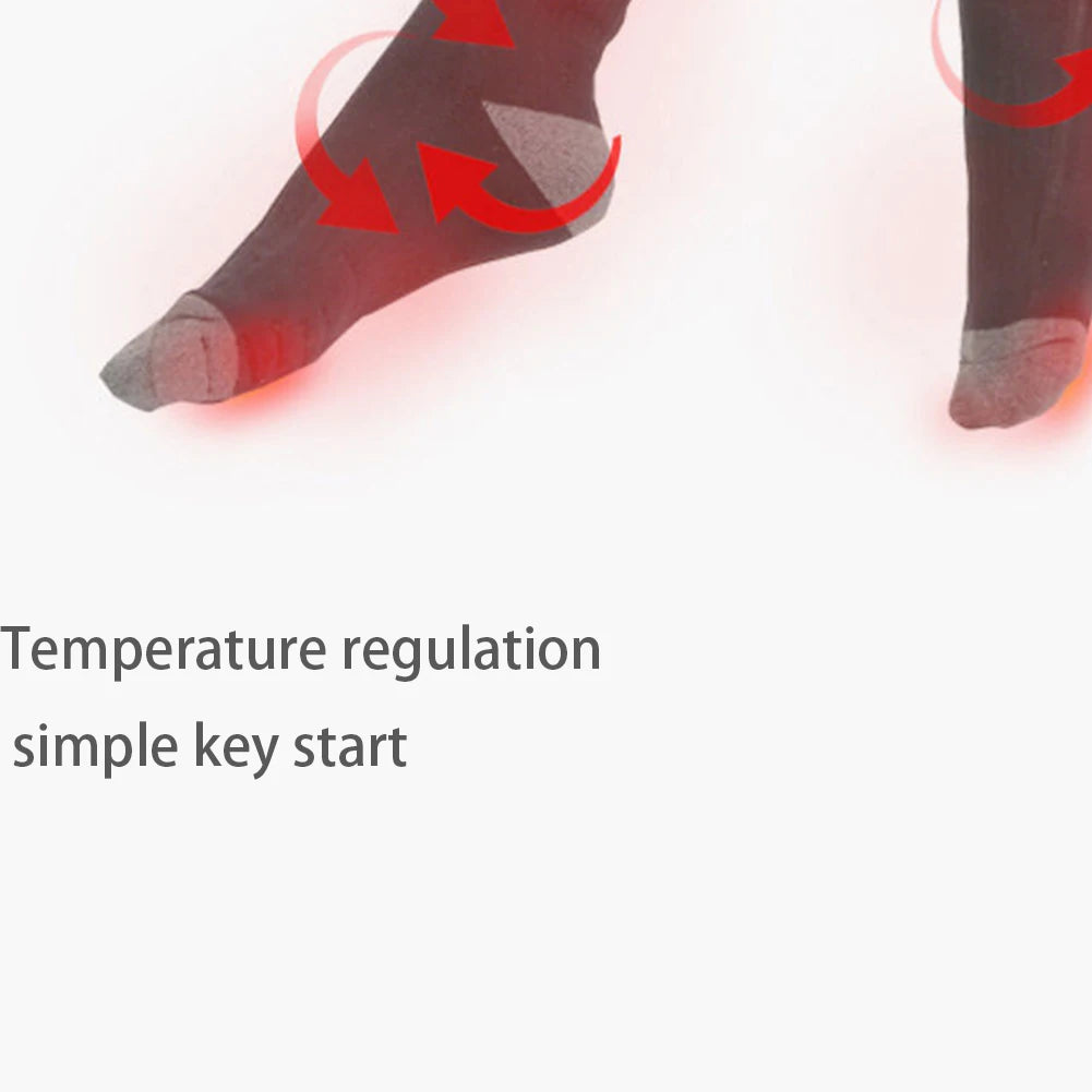 1Pair Winter Heated Socks Anti Slip Battery Powered Cold-Proof Skiing Sock Heating Warm Long Socks For Hiking Without battery