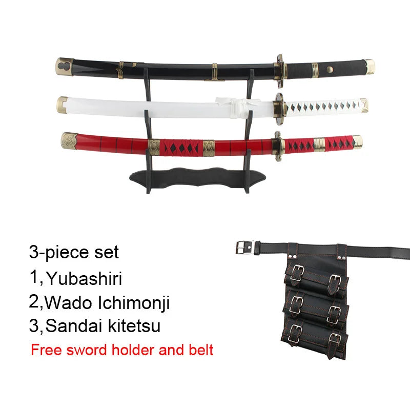 80cm/31.5"Roronoa Zoro Katana Anime Sword  Cosplay Weapons Props 3pc Toy Sword Set  Shusui Lchimonji  Sandai Kitetsu