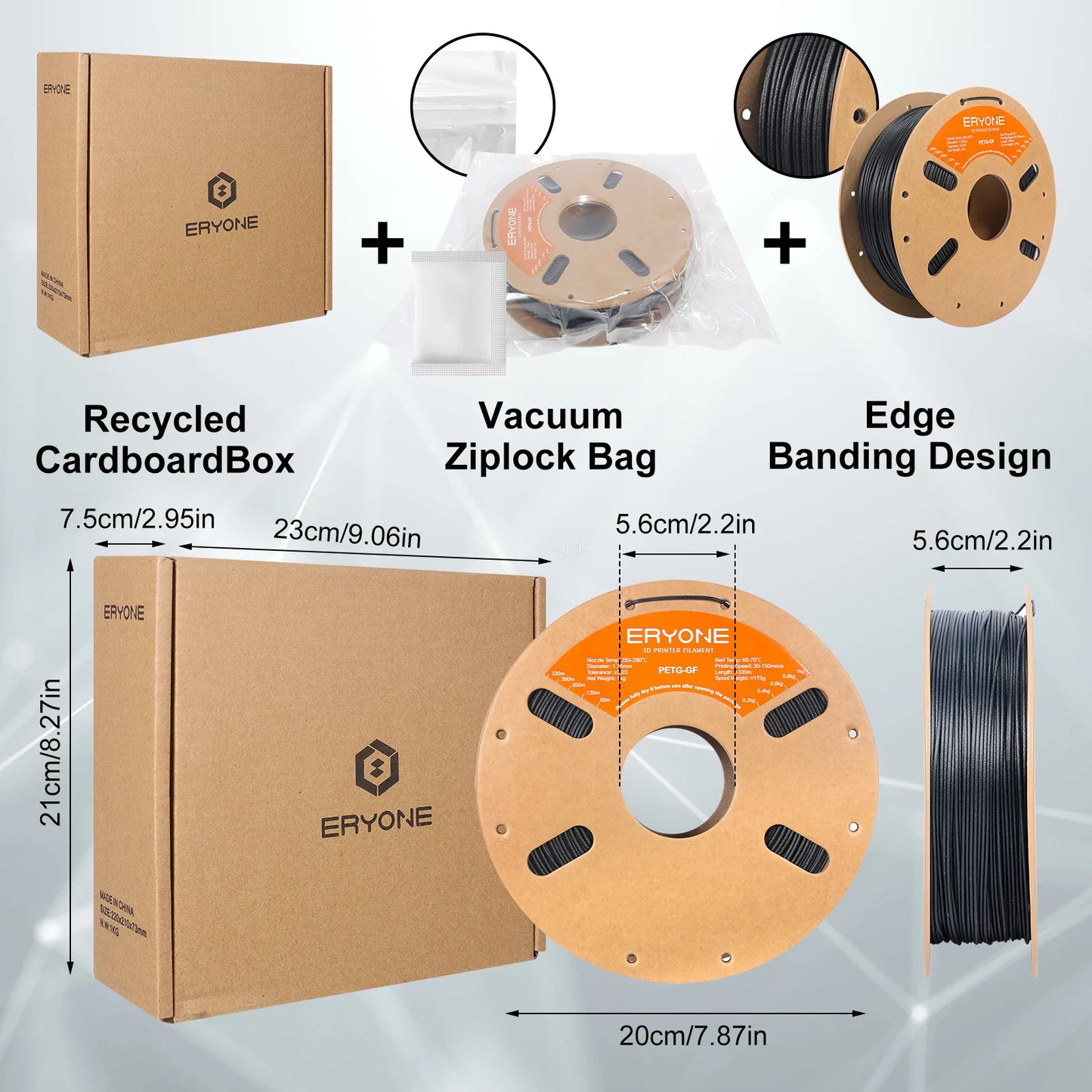 ERYONE 1.75mm PETG GF 3D Printing Filament 1kg Spool Glass Fiber Reinforced for Stronger Prints High Tensile Strength