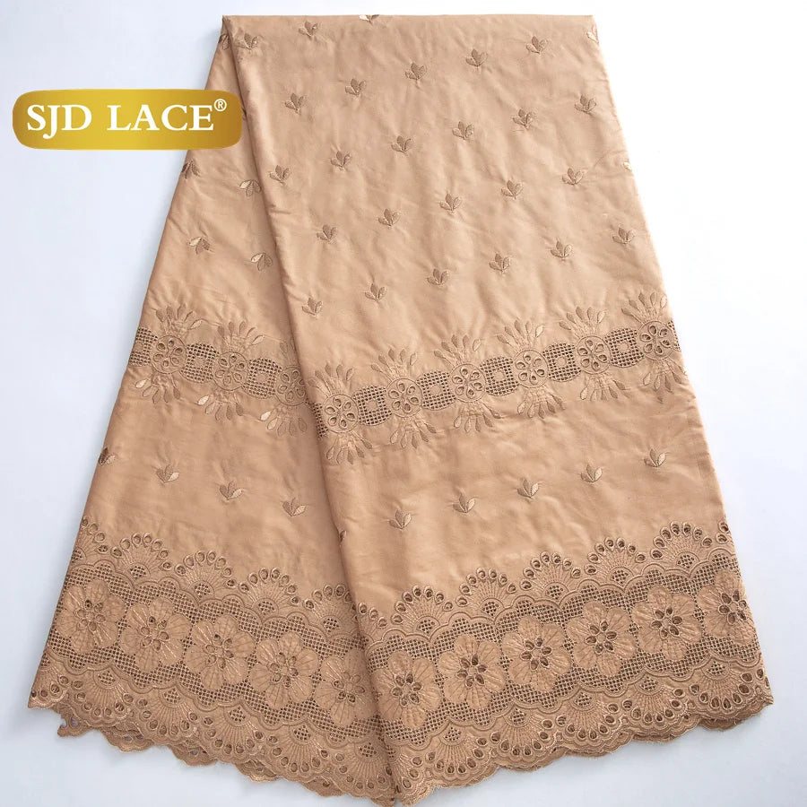 SJD LACE Swiss Voile Lace Fabrics Dubai African Cotton 5 Yards 2026 Latest African Nigerian Cotton Lace for Dresses Sew 4662