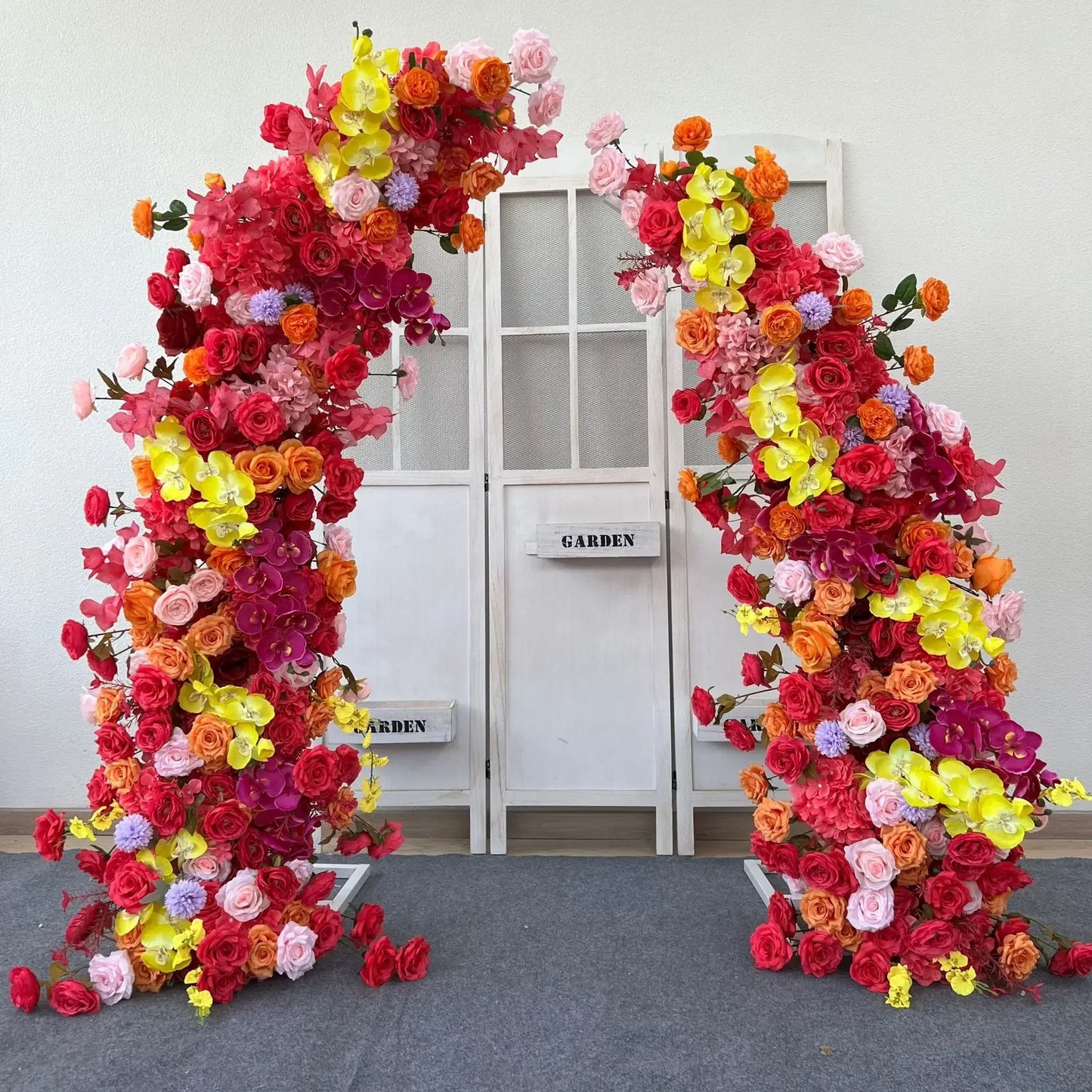 Trumpet Arch Artificial Flower Arrangement, Moon Shape, Wedding Background Props, Party Decoration, Luxury