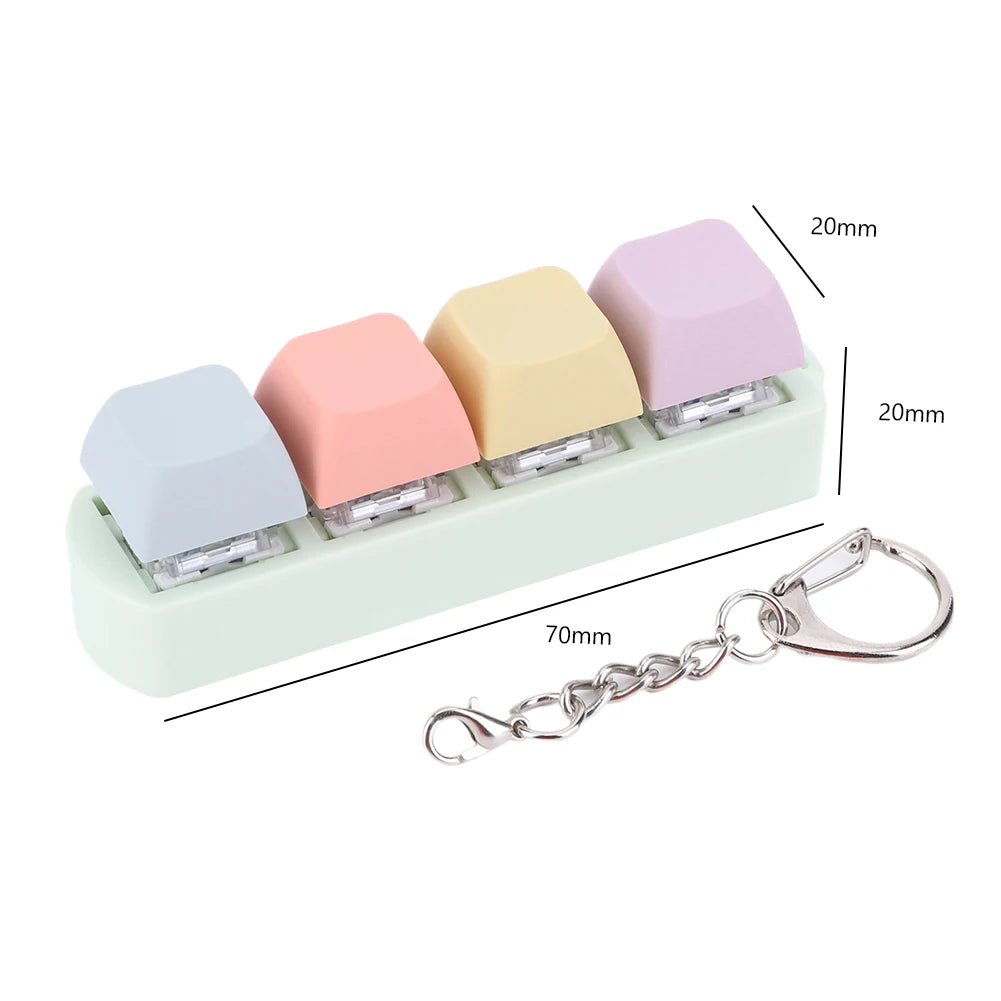 4 Keys Button Keycap Fidget Keychain Keyboard Key Toy Keyboard Clicker Toy Keyboard Cube Toy for Adult Gifts To Relief Pass Time