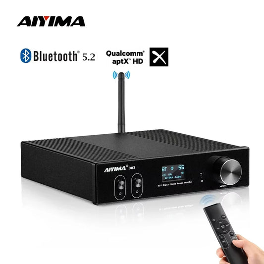 AIYIMA D03 Bluetooth Amplifier 150Wx2 Stereo HiFi Sound Amplificador Subwoofer Amplifiers USB DAC OLED APTX DIY 2.1 Home Audio
