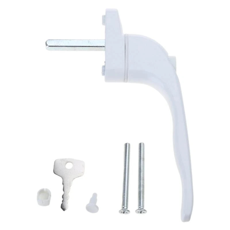 UPVC White Universal Espag Window Handle - Key Locking For Double Glazing