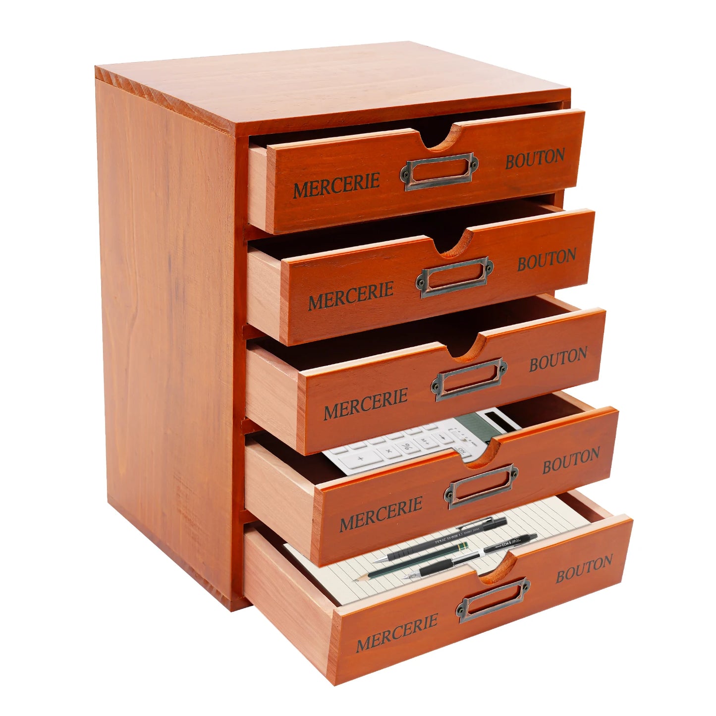 5 Drawer Wooden Desk Organizer 23*17.5*5cm Storage Drawers Vintage Shelf Drawer Used in an Office Study Bedroom Dresser