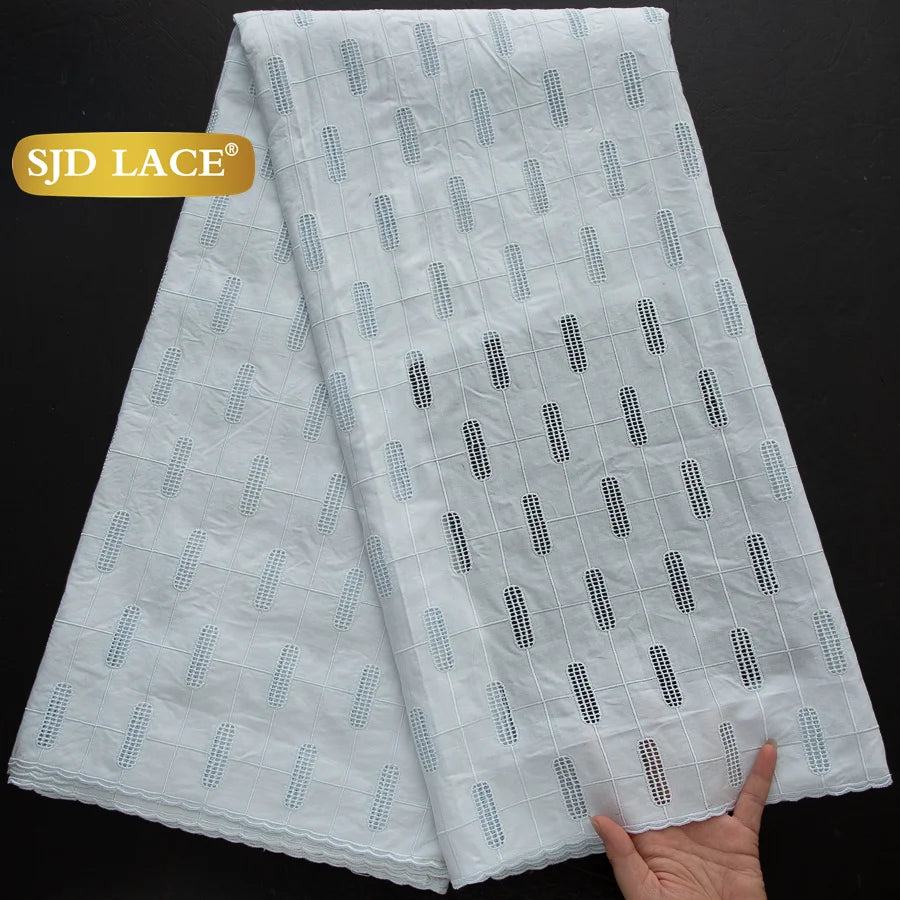 SJD LACE Swiss Voile Lace Fabrics Dubai African Cotton 5 Yards 2026 Latest African Nigerian Cotton Lace for Dresses Sew 4662