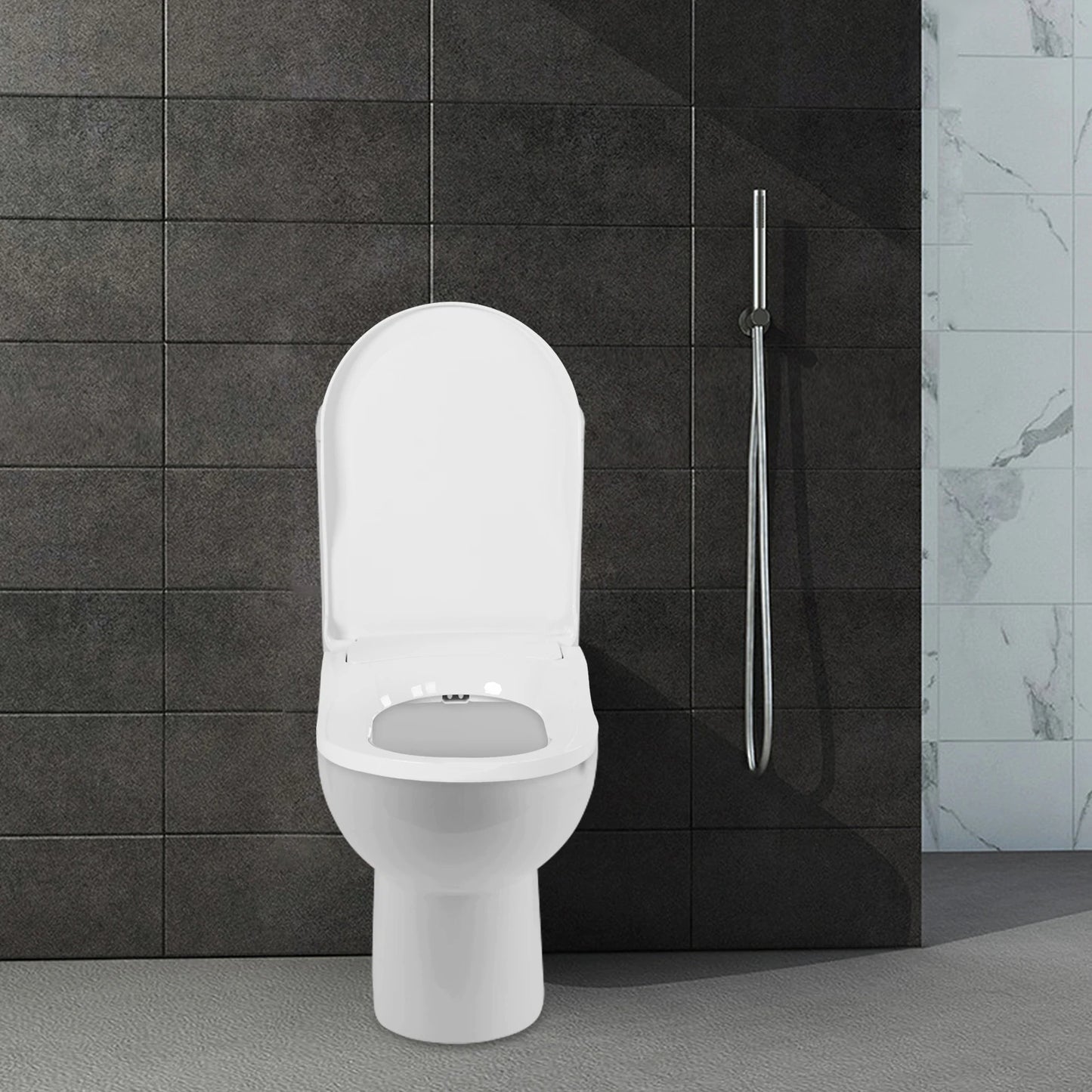 White D-Type PP Non-Electric Bidet Toilet Seat for Elongated Toilets Dual Nozzle System 48x35x7.8cm Bidet Seat