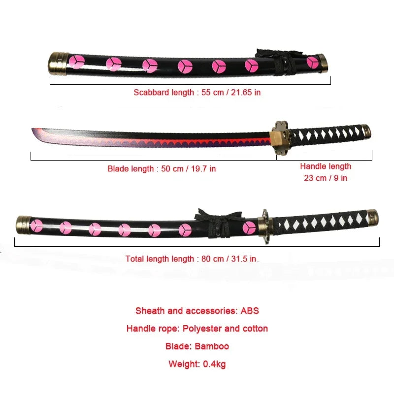 80cm/31.5"Roronoa Zoro Katana Anime Sword  Cosplay Weapons Props 3pc Toy Sword Set  Shusui Lchimonji  Sandai Kitetsu