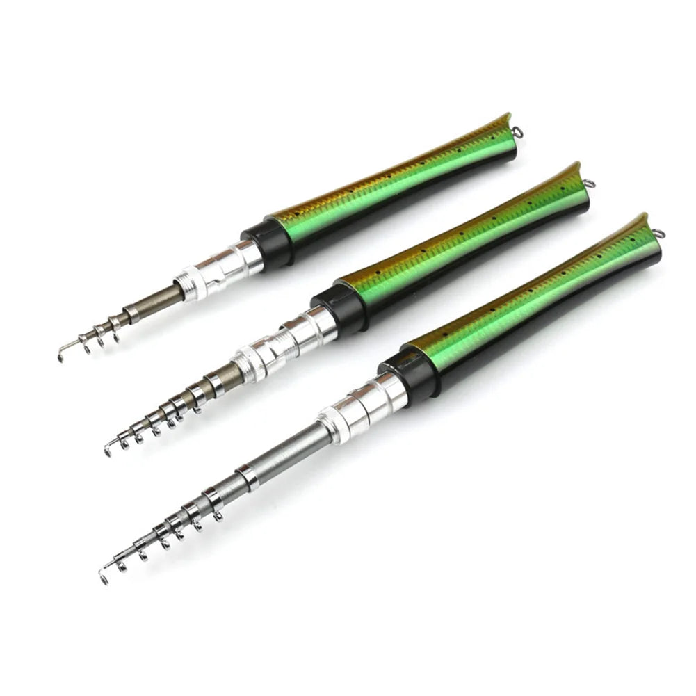 Portable Fish Shaped Fishing Rod with Reel Telescopic Mini Pocket Pen Fishing Pole with Reel Travel Fishing Rod Gifts for Men