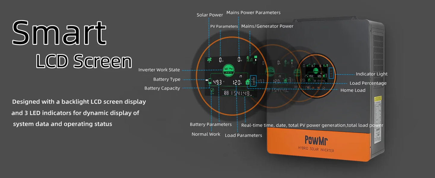 5KW Single Phase 120V 110V AC Off-Grid 48V All In One Hybrid Inversor Built 80A/100A MPPT Solar Charger Controller Fit for Home