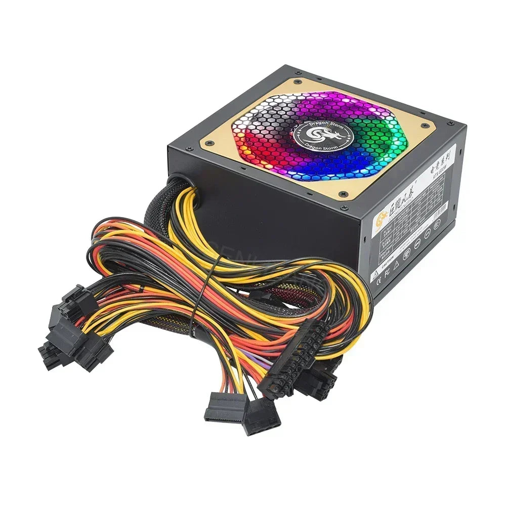 110/230V ATX 400W 600W RGB Colorful Silent Fan PSU 24Pin 12V Desktop E-Sports Video Game Computer Power Supply