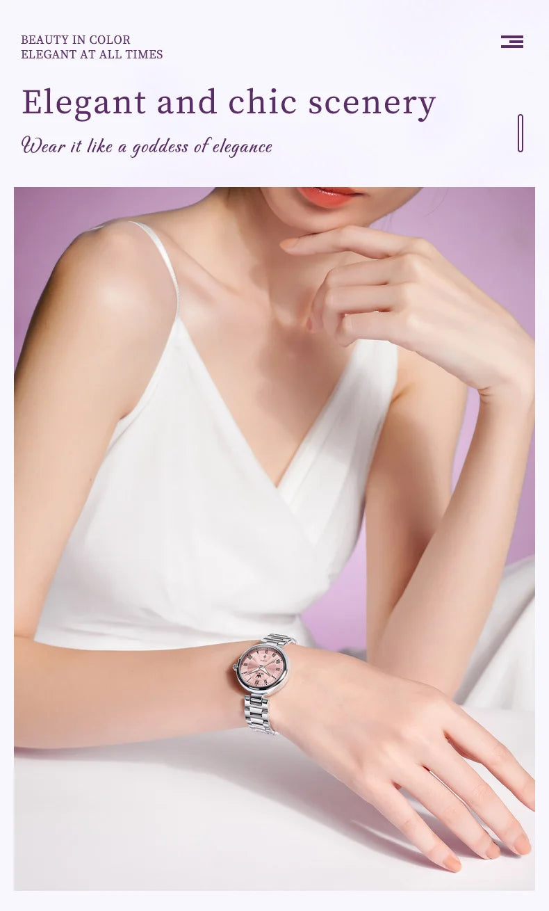 OLEVS 5608 Women Watch Luxury Brand Quartz Watch Roman Scale Waterproof Luminous Calendar Watch Elegant Women Watch Reloj Hombre