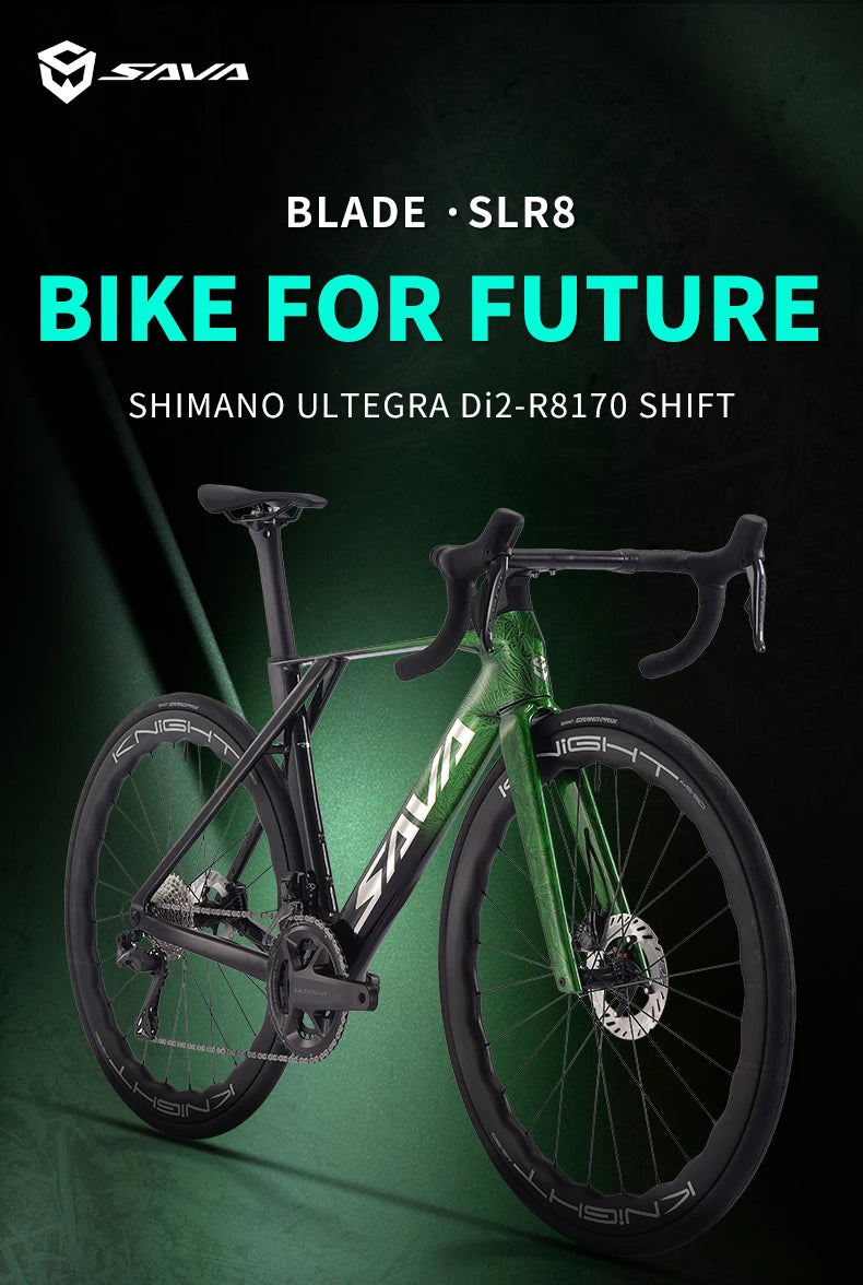 SAVA New Blade SLR8 C60 Carbon Fiber Road Bike, 700C Adult DI2 Bike with SHIMANO ULTEGRA Di2 R8170 Components High-End Race Bike