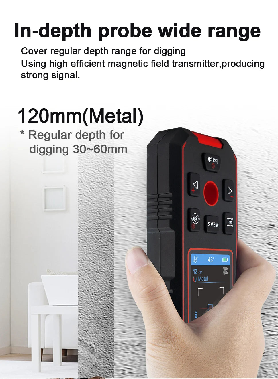 NF-518S Industrial Metal Detectors Metal Detector AC Cable Metal Pipes Rebar Multifunctional Wall Detector With Positioning Hole