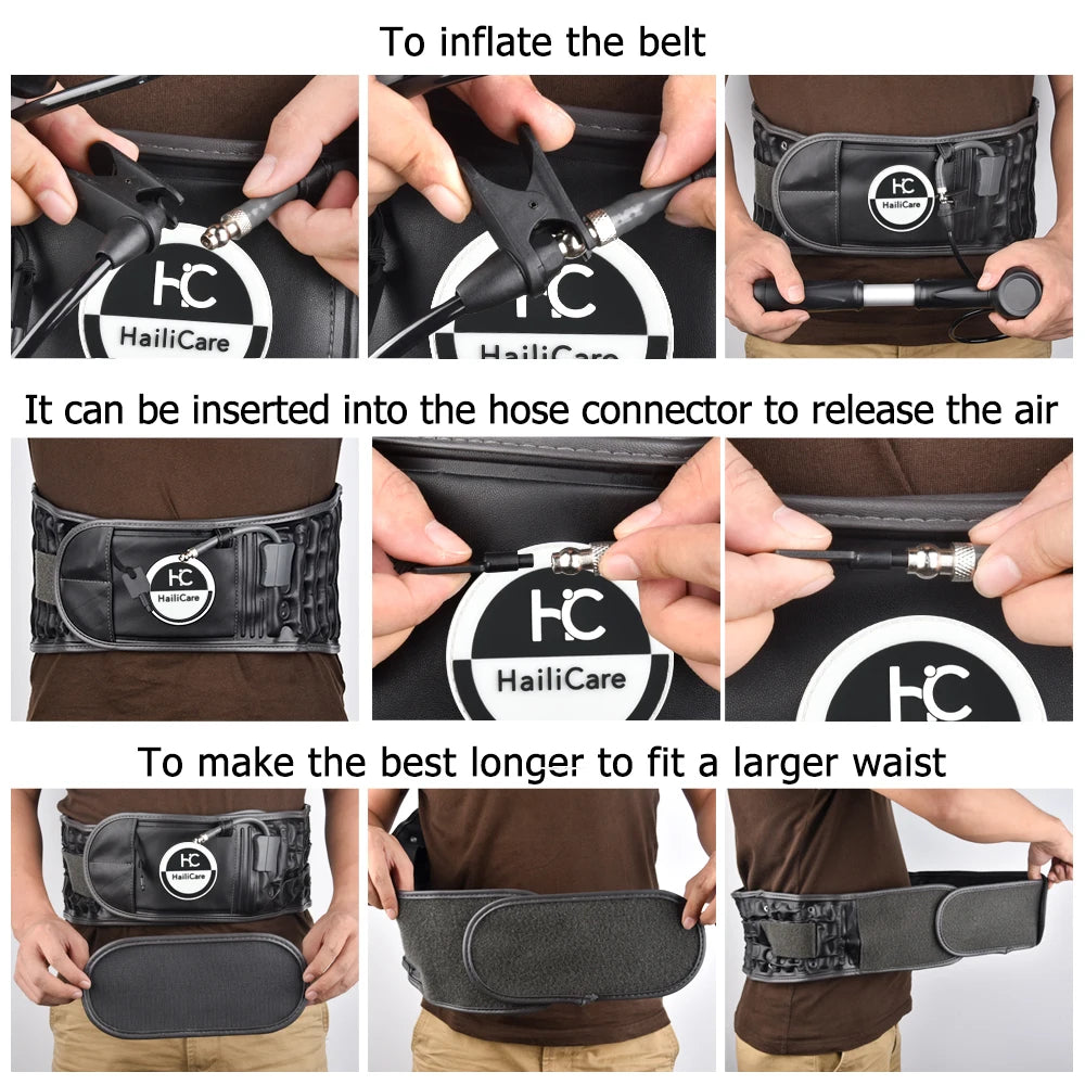 Inflatable Lumbar Waist Belt Air Decompression Back Support Health Care Spine Traction Back Massage Brace Hand Pumb Waist Strap