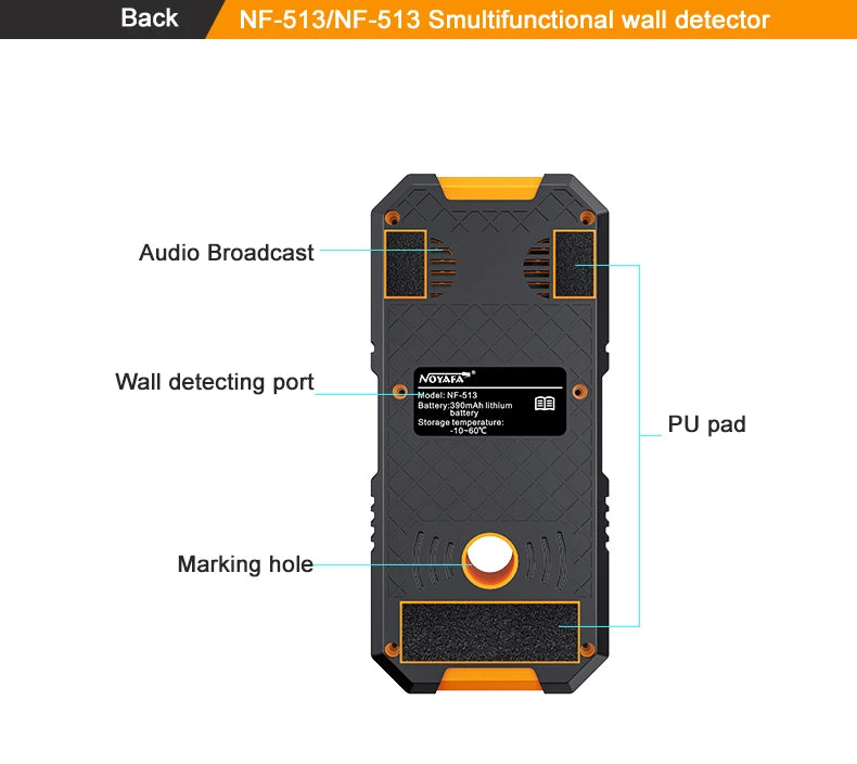 Noyafa Nf-513S Metal Detector Wire Finder for Detecting Underground Cables Cable Metal AC Wood in Walls Cable Tracker Tools