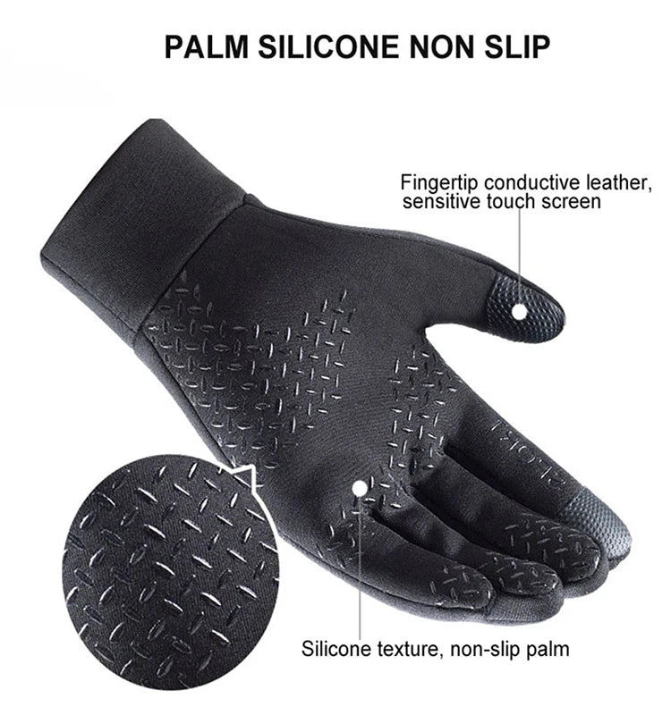 Men Women Winter Warm Gloves Plush Lined Windproof Coldproof Water-resistant Non-slip Touchscreen Gloves for Outdoor Sports