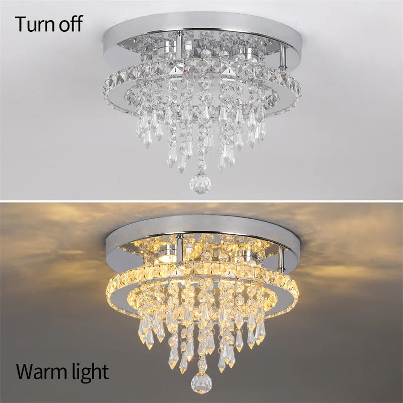 Modern Led Chandelier K9 Crystal Ceiling Lamp Fixture Bedroom Living Dining Room Pendant Light Lustres Home Decor Plafonnier Lum
