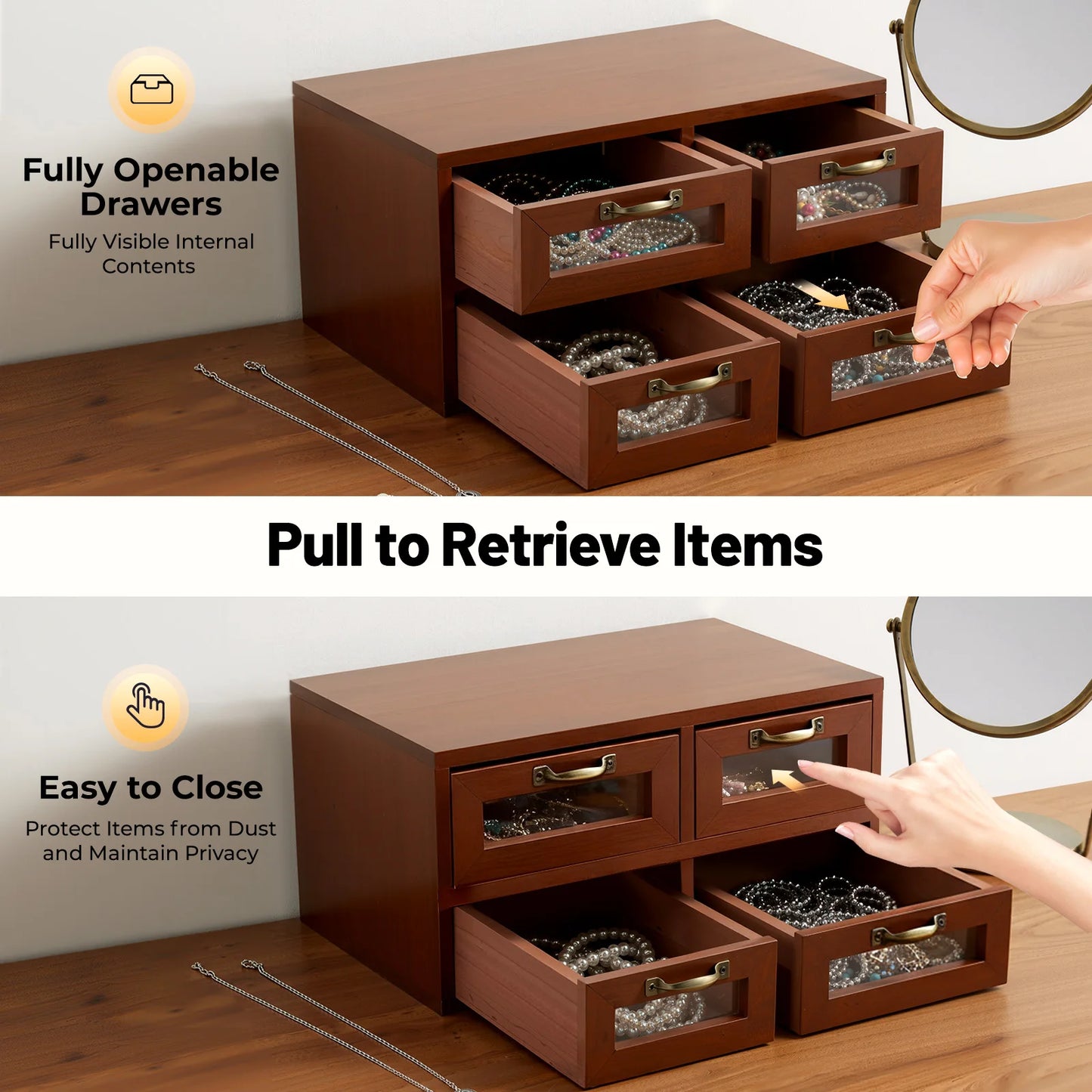 Retro Desk Organizer With Drawers, Wooden Desktop Storage Cabinet, Storage Box For Craftsmen To Organize Sewing Pins, Buttons