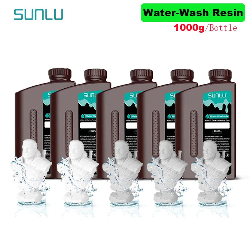 SUNLU 5KG Water Washable 3D Printer Resin 395-405nm 1kg 3D Resin Fast Curing 3D Resin for 2K 4K 8K LCD DLP SLA Resin 3D Printer