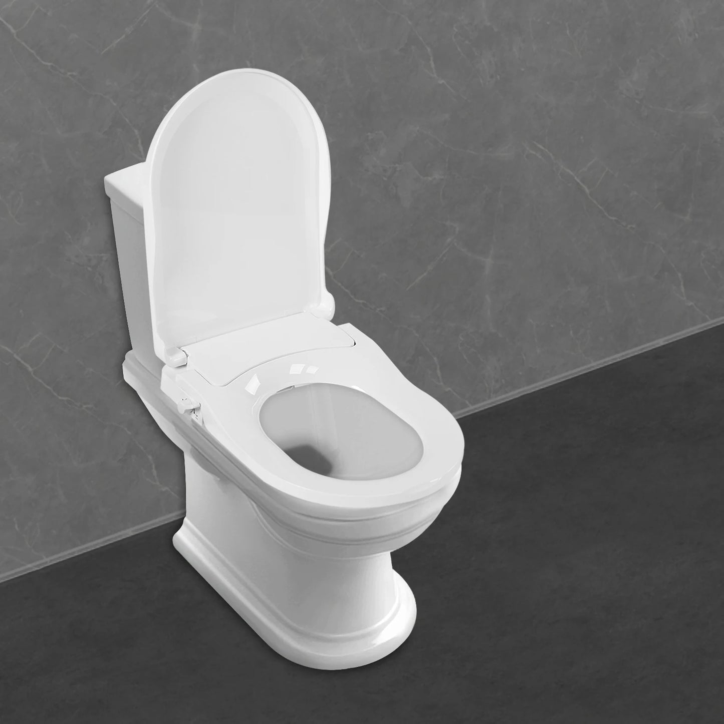 White D-Type PP Non-Electric Bidet Toilet Seat for Elongated Toilets Dual Nozzle System 48x35x7.8cm Bidet Seat