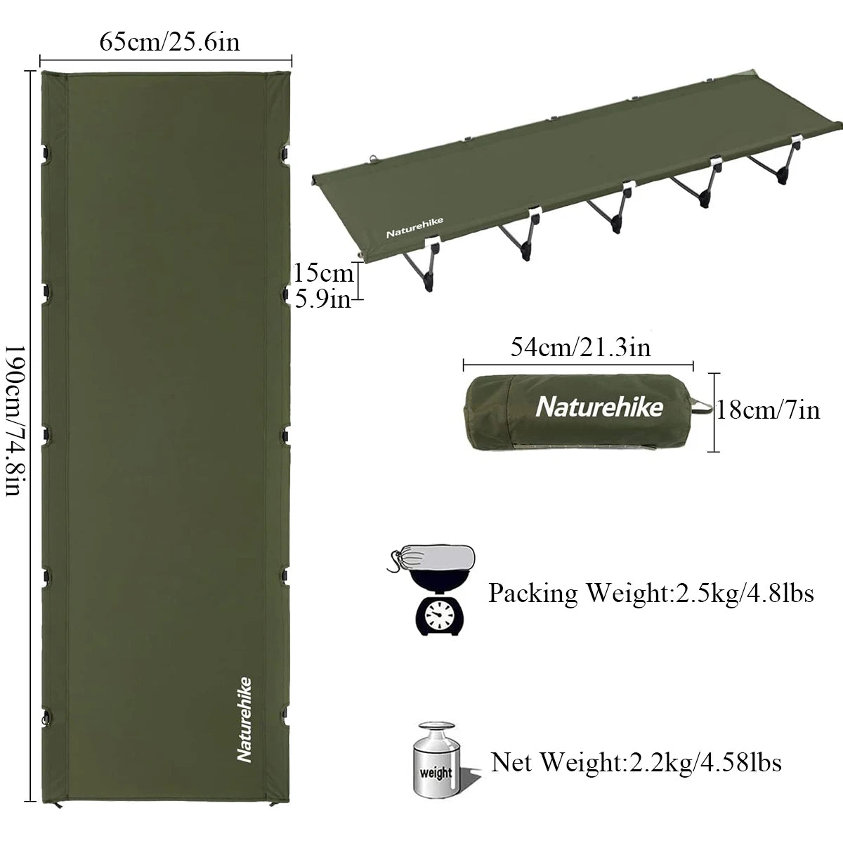 Naturehike Xjc05 Folding Bed Compact Ultralight Camping Bed Fishing Beach Travel Bed Outdoor Sleeping Cots Portable Camping Cot
