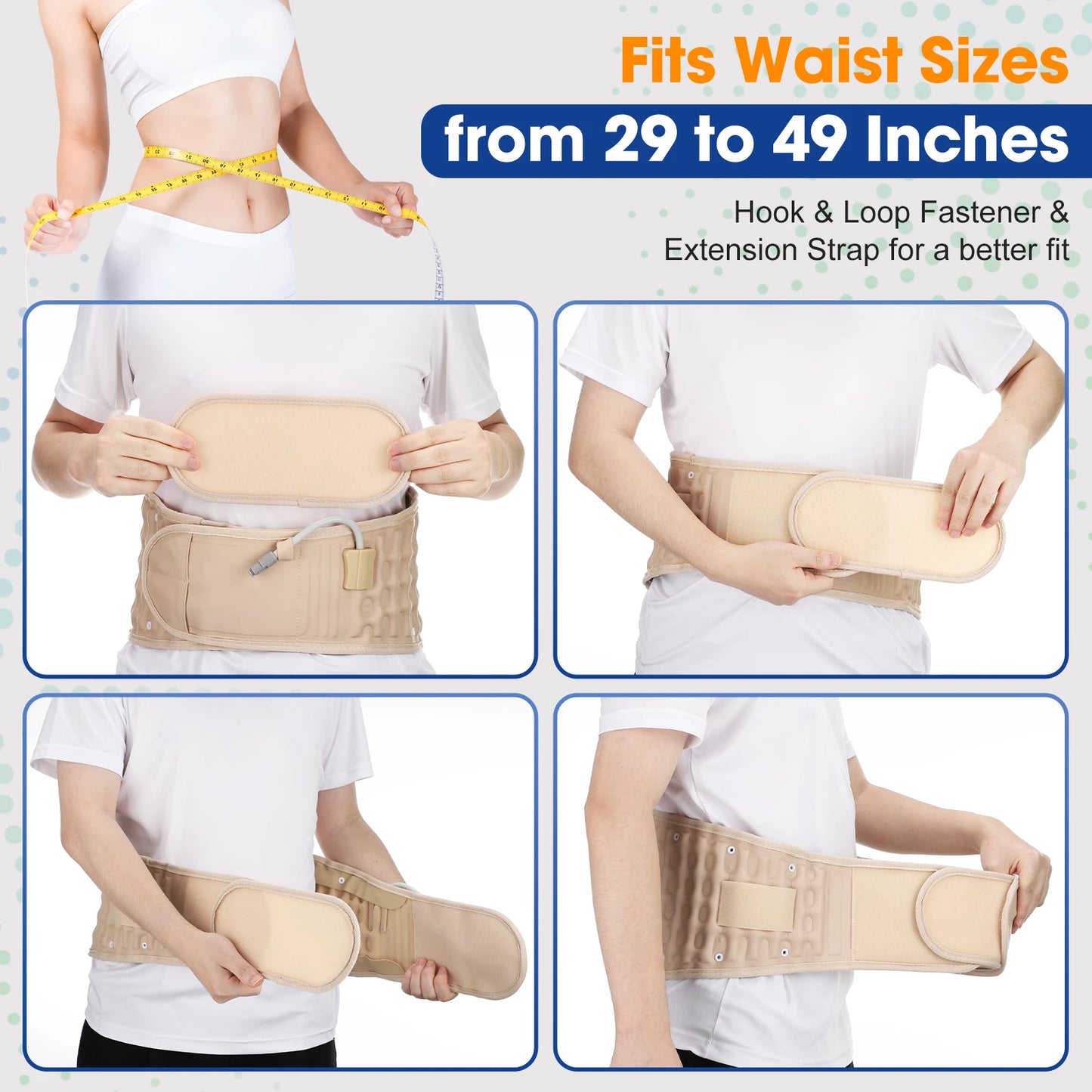Inflatable Lumbar Waist Belt Air Decompression Back Support Health Care Spine Traction Back Massage Brace Hand Pumb Waist Strap