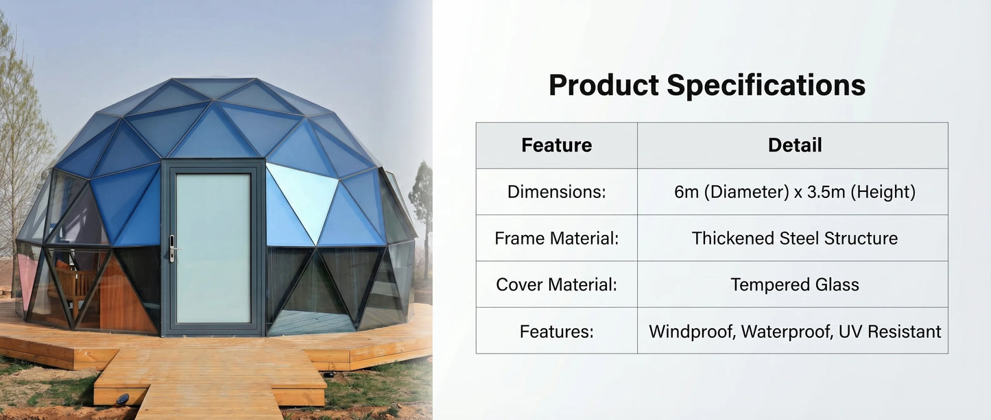 Glass Dome Hotel Tent Hexagonal Tempered Glass House Igloo Geodesic luminum Frame Outdoor Luxury Resort Round Camping