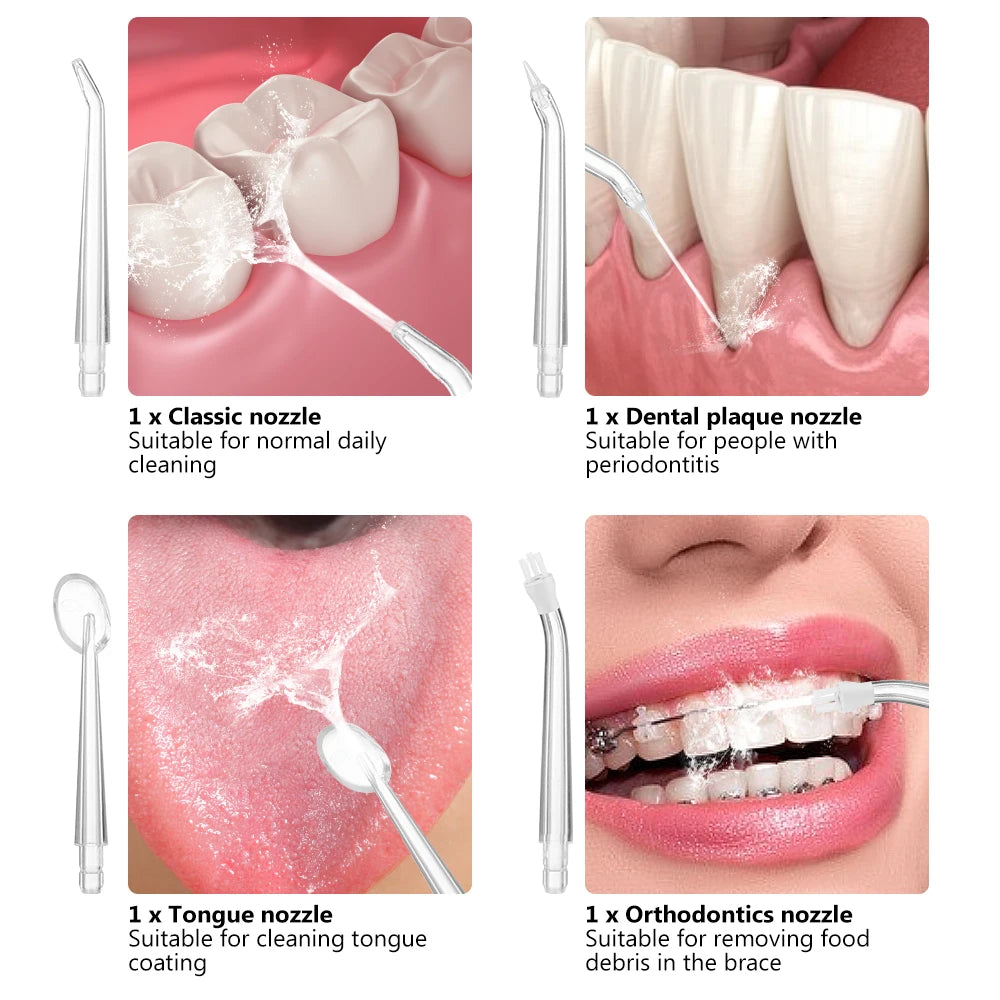 Oral Irrigator Portable Dental Water Flosser USB Rechargeable Water Jet Floss Tooth Pick 4 Jet Tip 220ml 3 Modes Teeth Cleaner ﻿