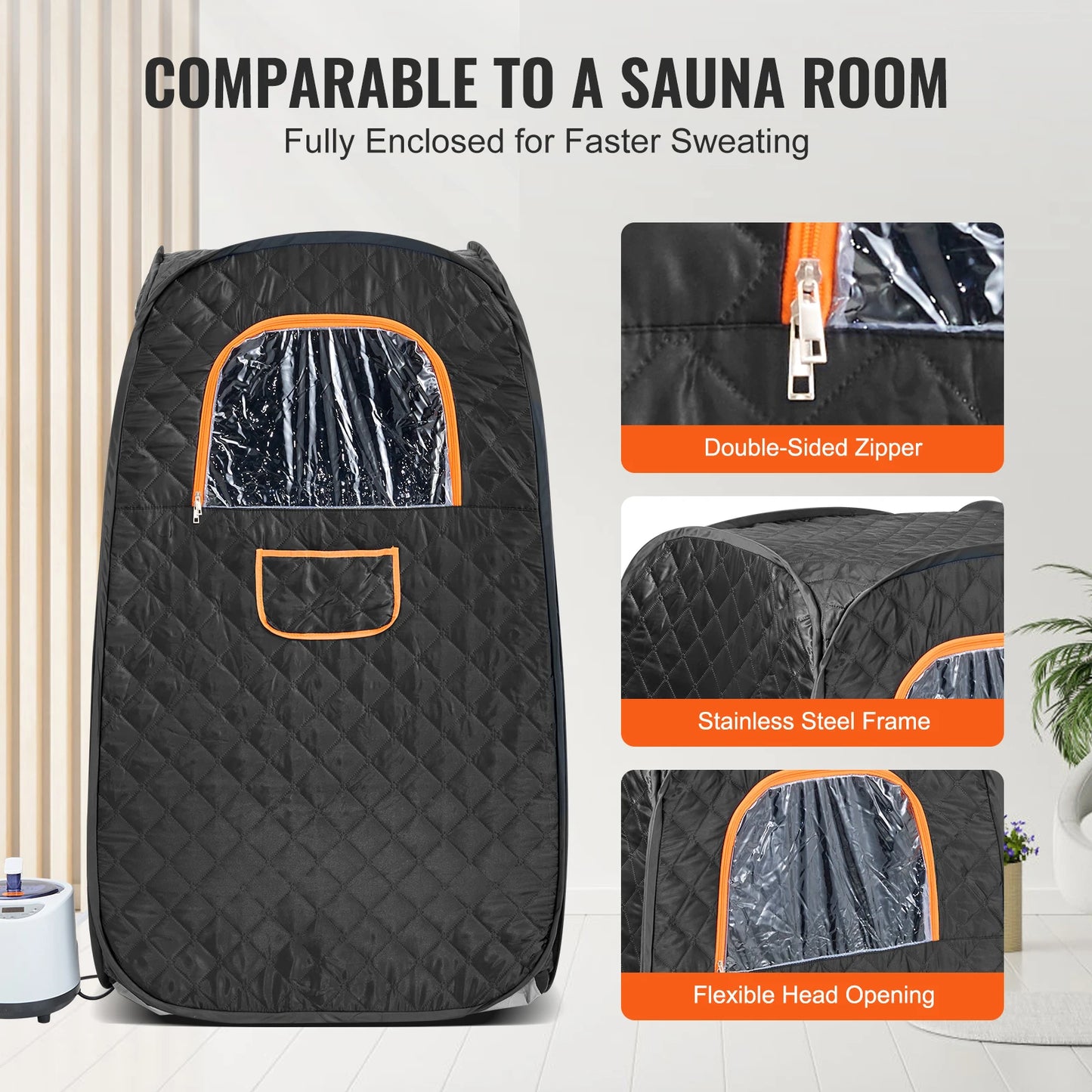 SucceBuy Compact Portable Steam Sauna Tent 1200 Watt Home Therapeutic for Detox Relaxation Time Remote Control Personal for Home