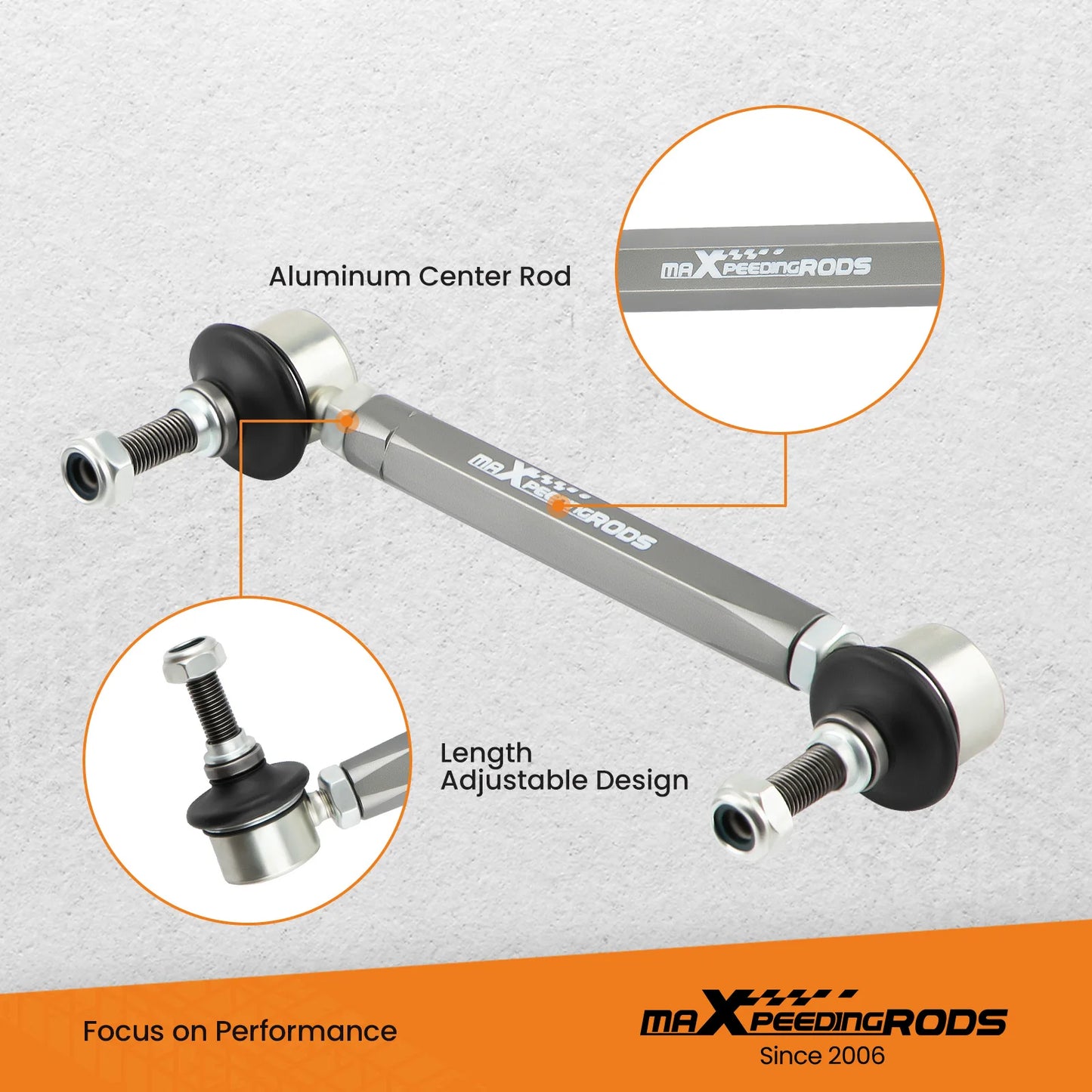 Front Adjustable Sway Bar End Links Universal 180-230mm M10 stud w/12MM Washer 10mm Bolt with 12mm Spacer Washer
