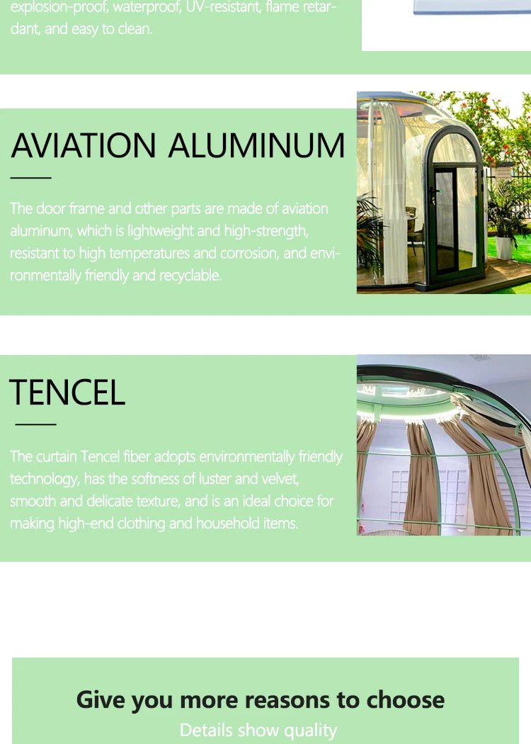 5.9m Outdoor Dome Tent Camping Transparent Starry Sky Capsule Tent PC Dome Tent All-Weather Protection Immersive Experience