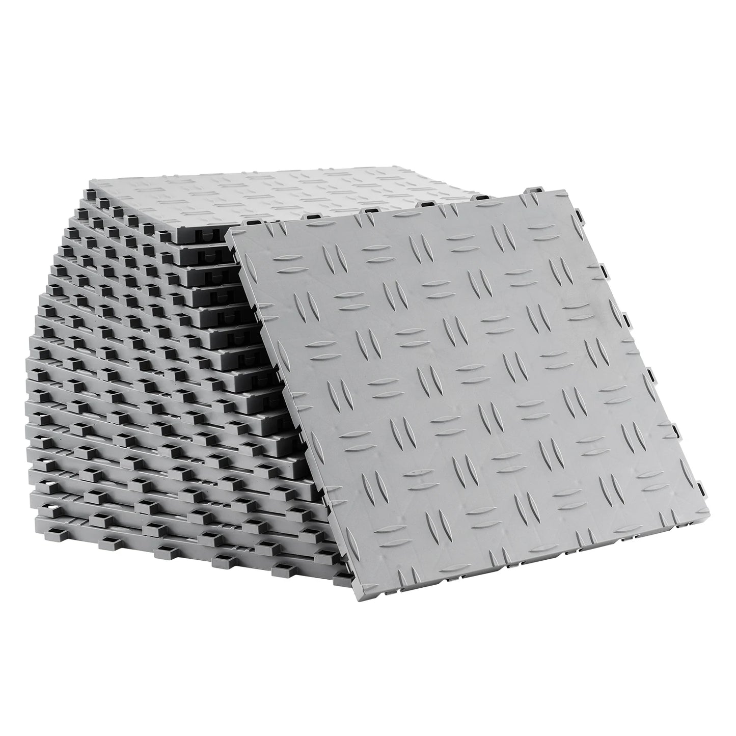 SucceBuy Garage Tiles Interlocking Garage Floor Covering Tiles Non-Slip Double-Sided Texture for Garages Basements Repair Shops