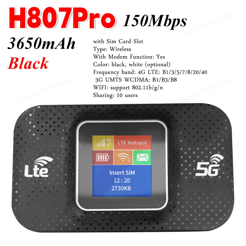 H807Pro Pocket WIFI Router Wireless 4G WIFI Router Mobile with Sim Card Unlock Modem 150Mbps WiFi Hotspot Mobile Router