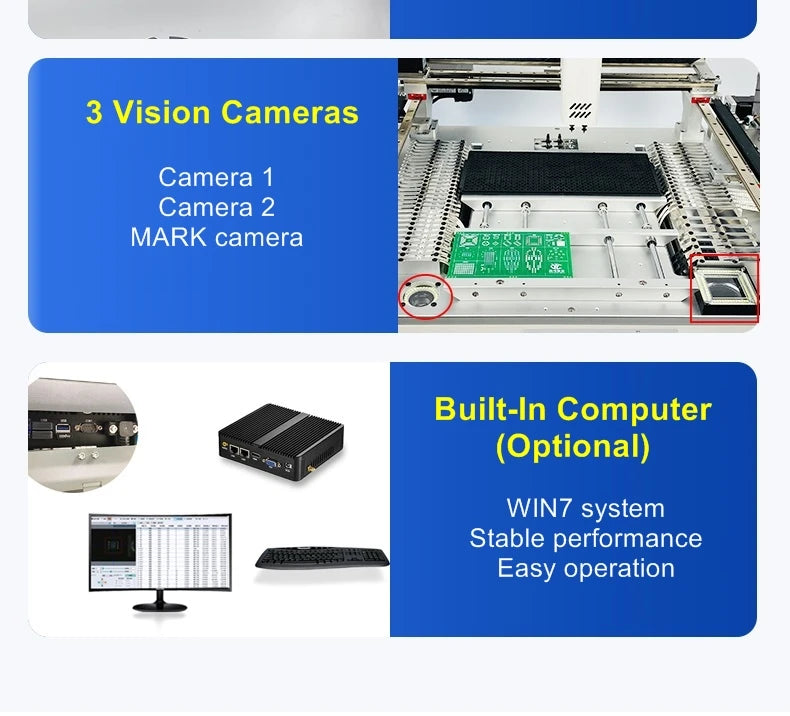 Q2S Dual 6 Heads 54 Bits Full Vision Desktop Automatic SMT Pick and Place Machine Chip Mounter