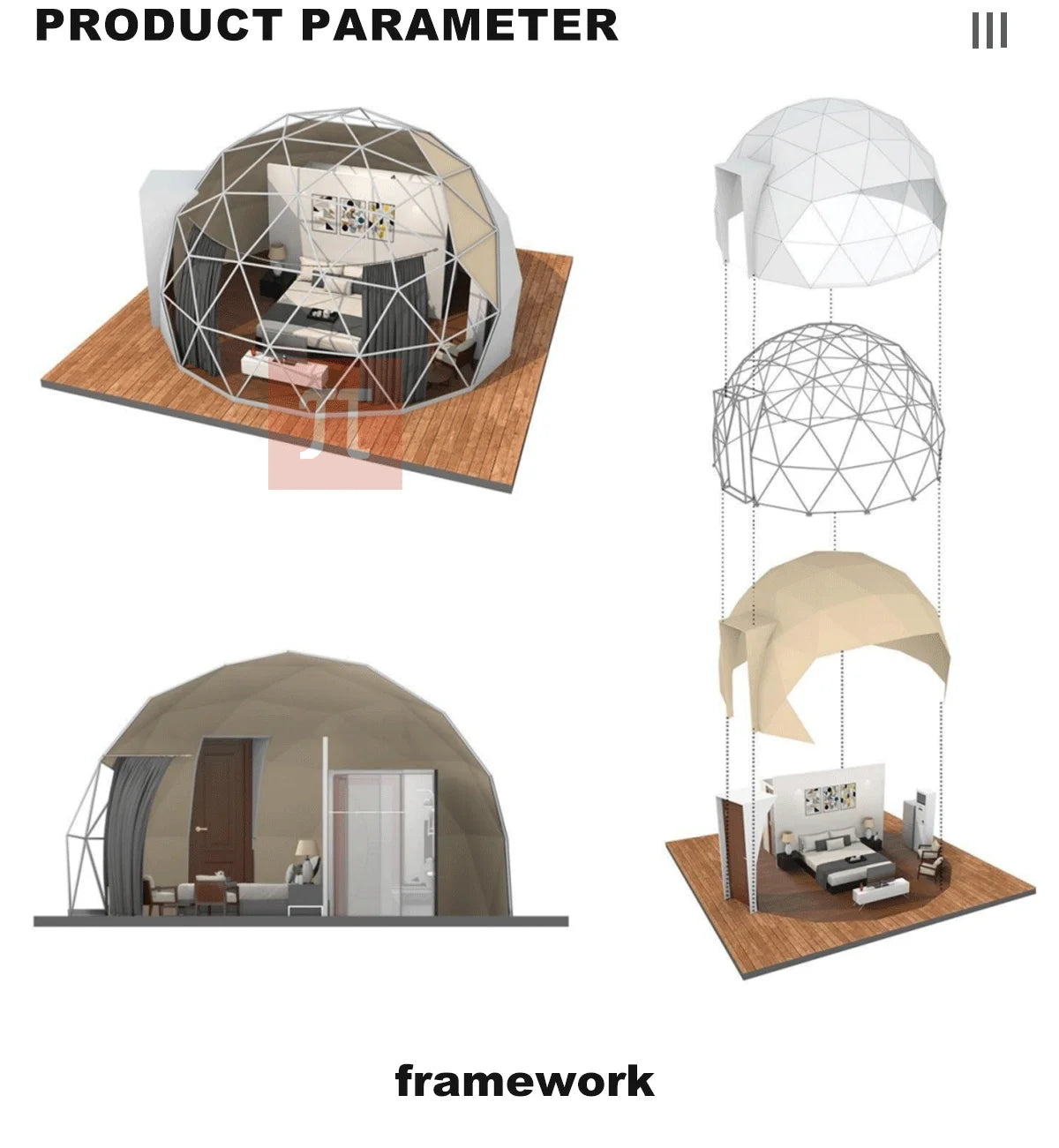 Luxury Geodesic Dome Tent for Glamping Outdoor Waterproof Insulated Camping Pod Hotel Bubble House with Clear Window