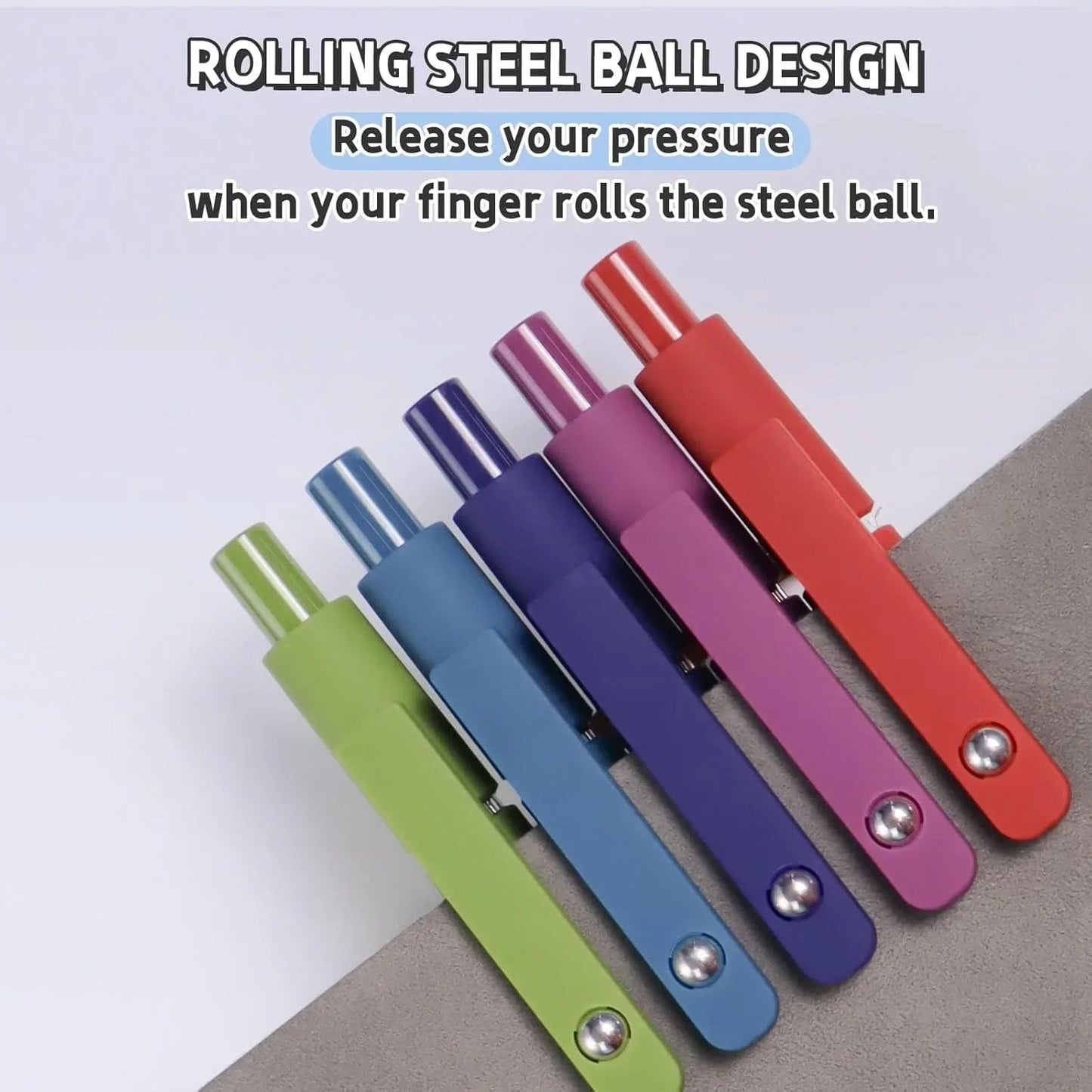 Gel pen, 5 0.5mm black ink pens, silicone grip, high-end series metal clip retractable pen (vintage)