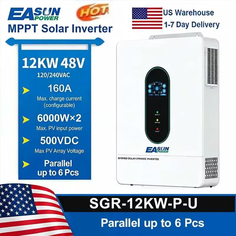 EASUN POWER 12KW Split Phase Inverter 48V 110V Hybrid Solar Inverter 220A MPPT Paralleled With WiFi Solar Controller Inversores
