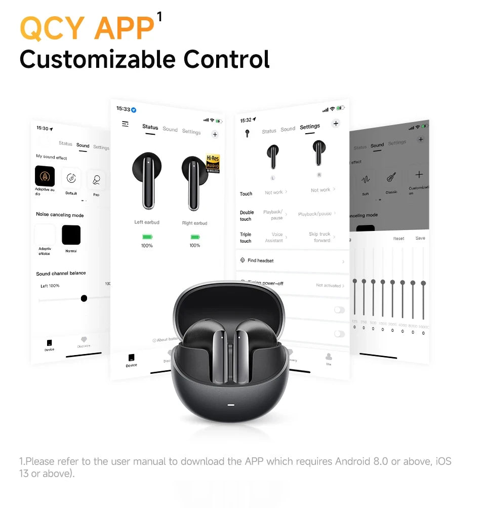 QCY HT10 AilyBuds Pro+ ANC Wireless Earphone Al Audio Hi-res with LDAC Bluetooth 5.3 Earbuds Adaptive ANC Multipoint Connection