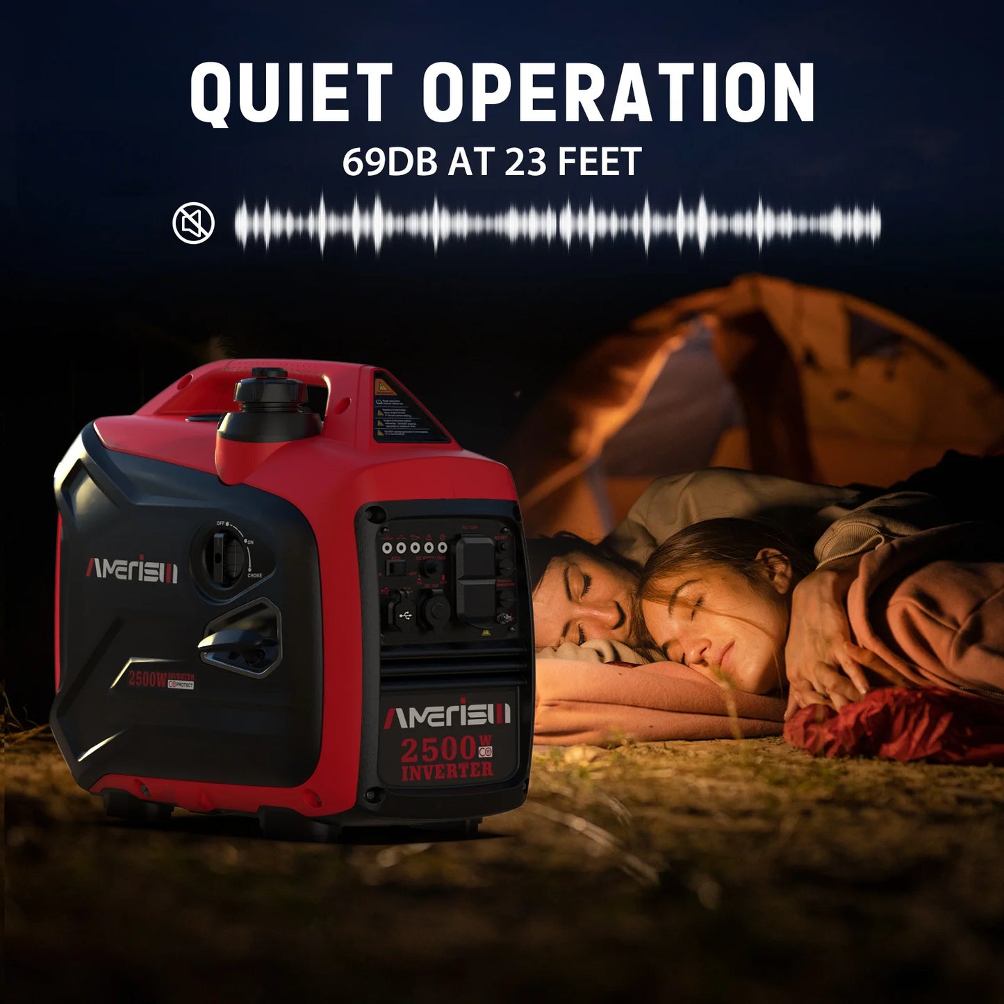 Super Quiet 2500/3800/5000-Watt Gas Powered Portable Inverter Generator with CO Sensor - Ideal for Home Use, Camping, and Outdoo