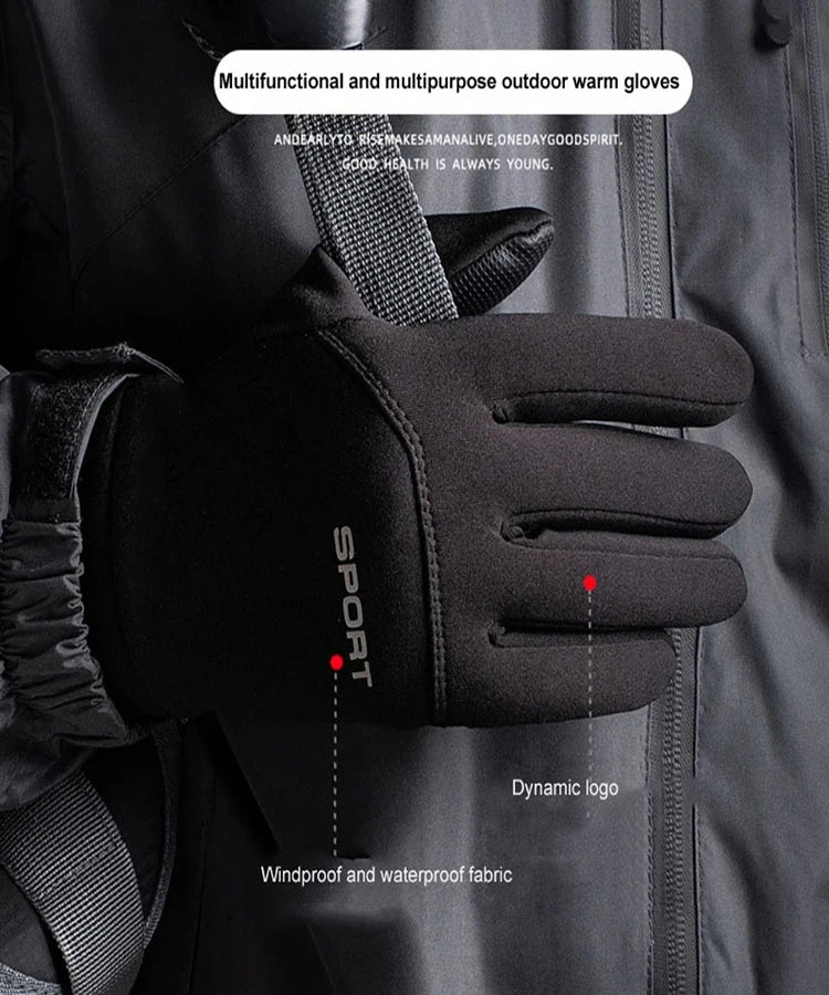 Men Women Winter Warm Gloves Plush Lined Windproof Coldproof Water-resistant Non-slip Touchscreen Gloves for Outdoor Sports
