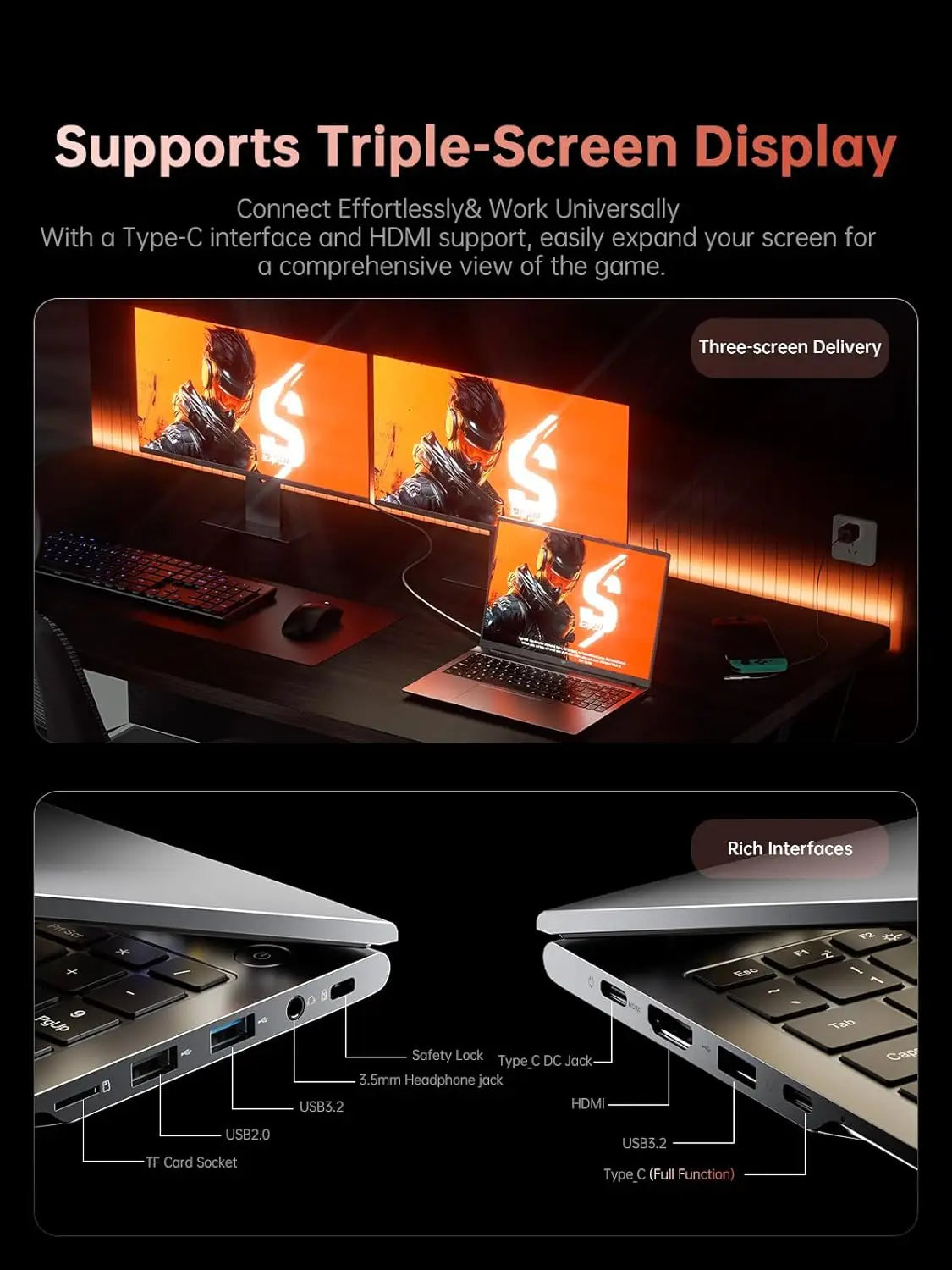 KAMRUI Gaming Laptop 16inch AMD Ryzen 9 6900HX 16GB LPDDR5 512GB M.2 NVMe PCIe3.0 SSD Radeon 680M Win11PRO WiFi6 Backlit KB Book