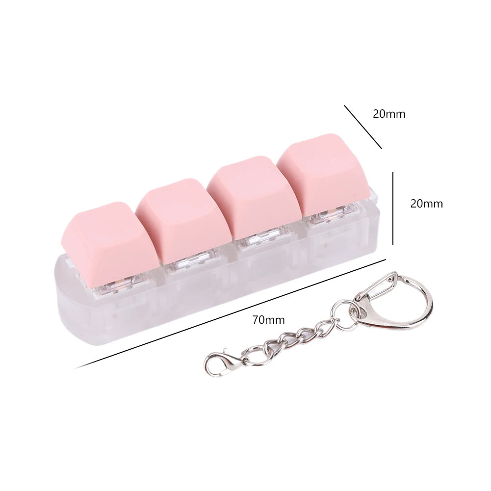 4 Keys Button Keycap Fidget Keychain Keyboard Key Toy Keyboard Clicker Toy Keyboard Cube Toy for Adult Gifts To Relief Pass Time