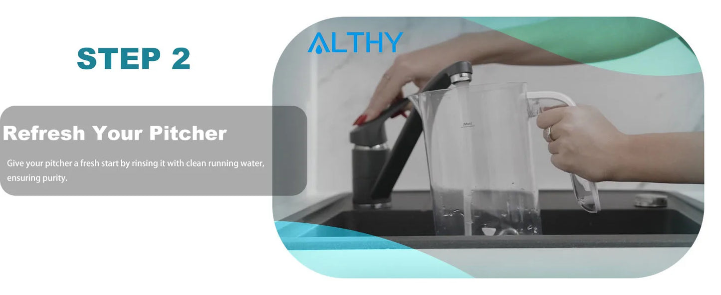 ALTHY Hydrogen Water Pitcher Generator  Balanced Purified Water PH Levels /Calcium Sulfite replacement filter